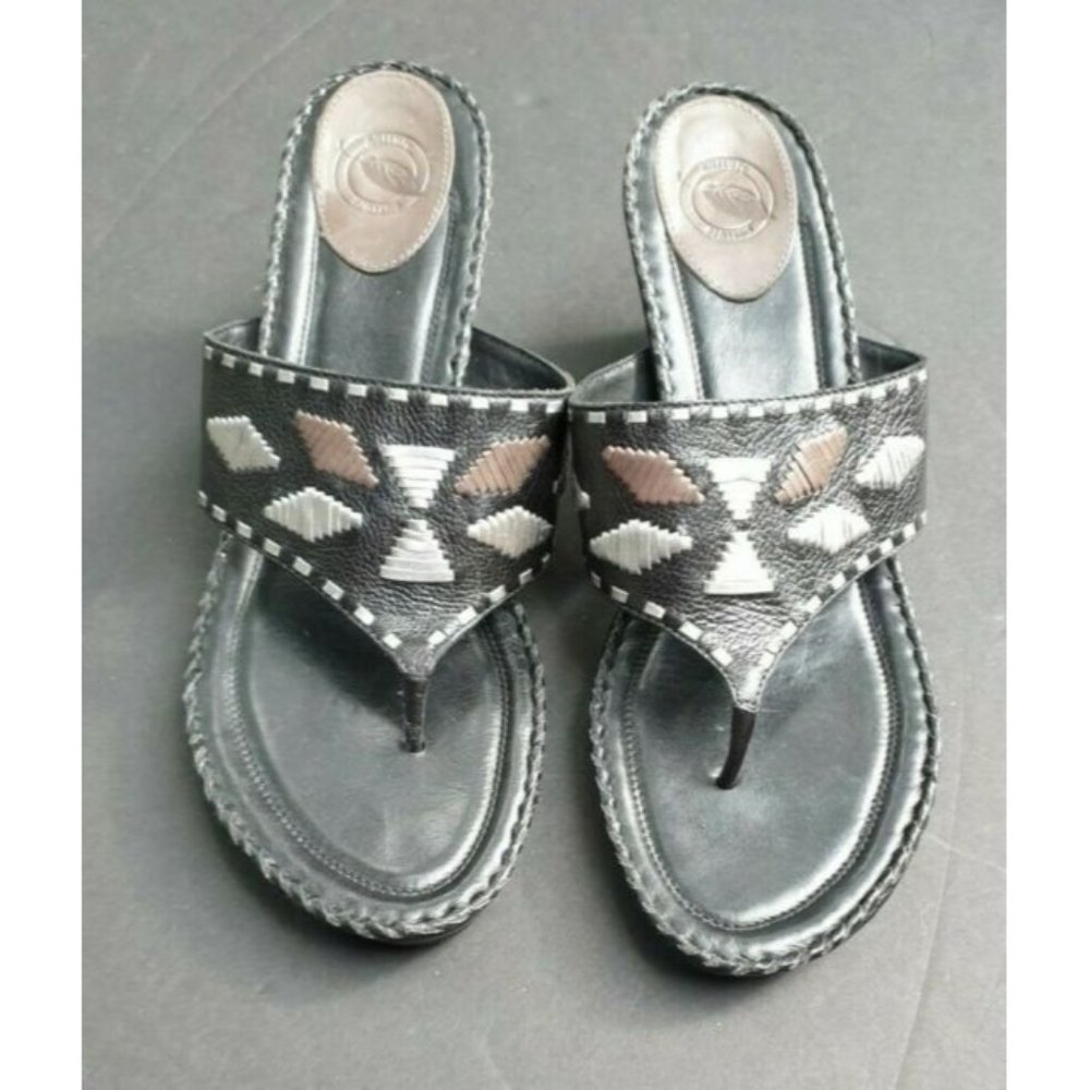 NURTURE THONG Sandals Black Gray Silver Size 11